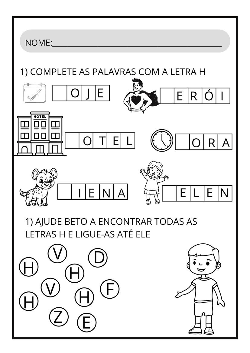Atividades letra H para imprimir material pedagógico página 10